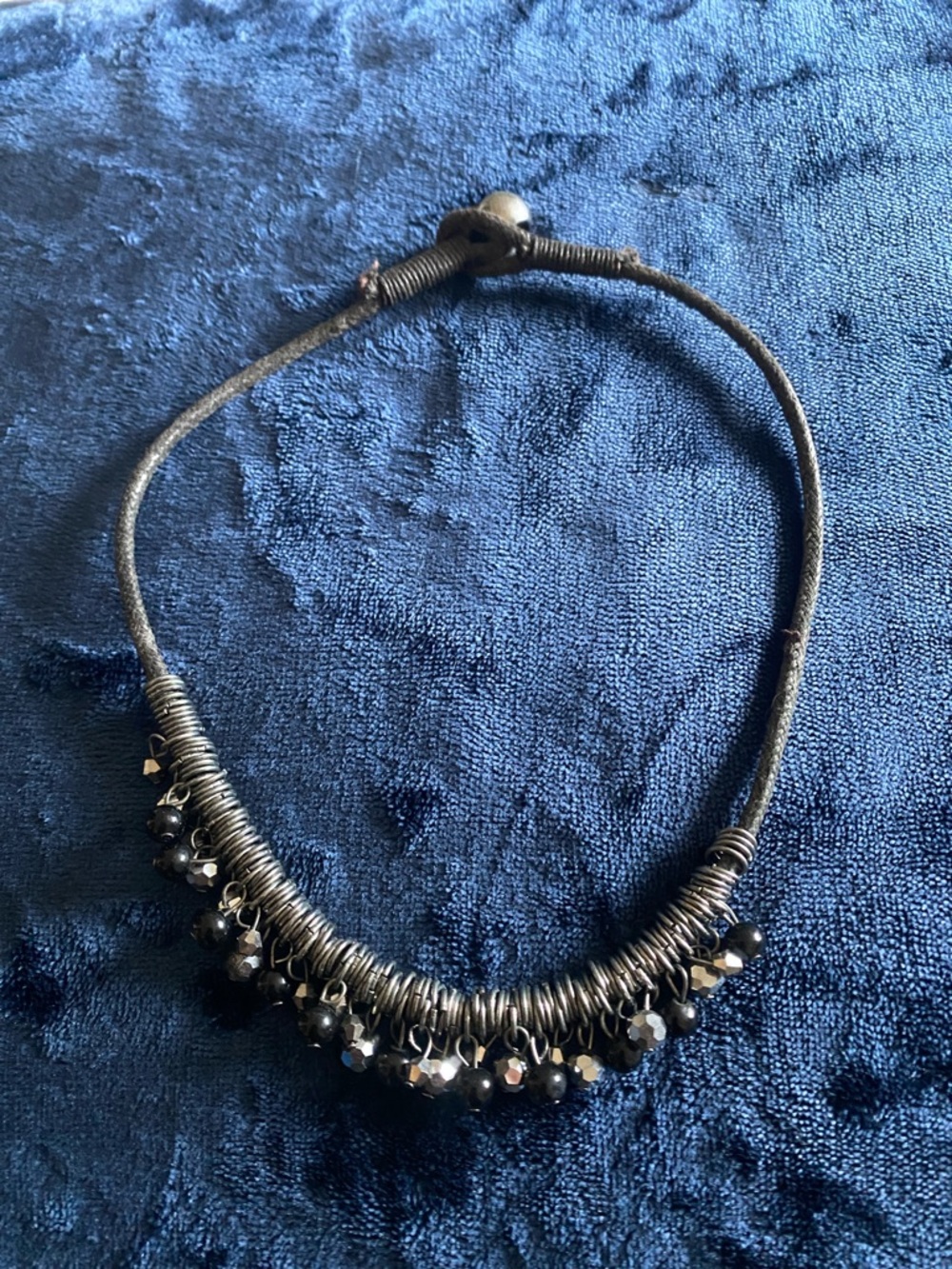 Black Beaded Statement Necklace - Unbranded